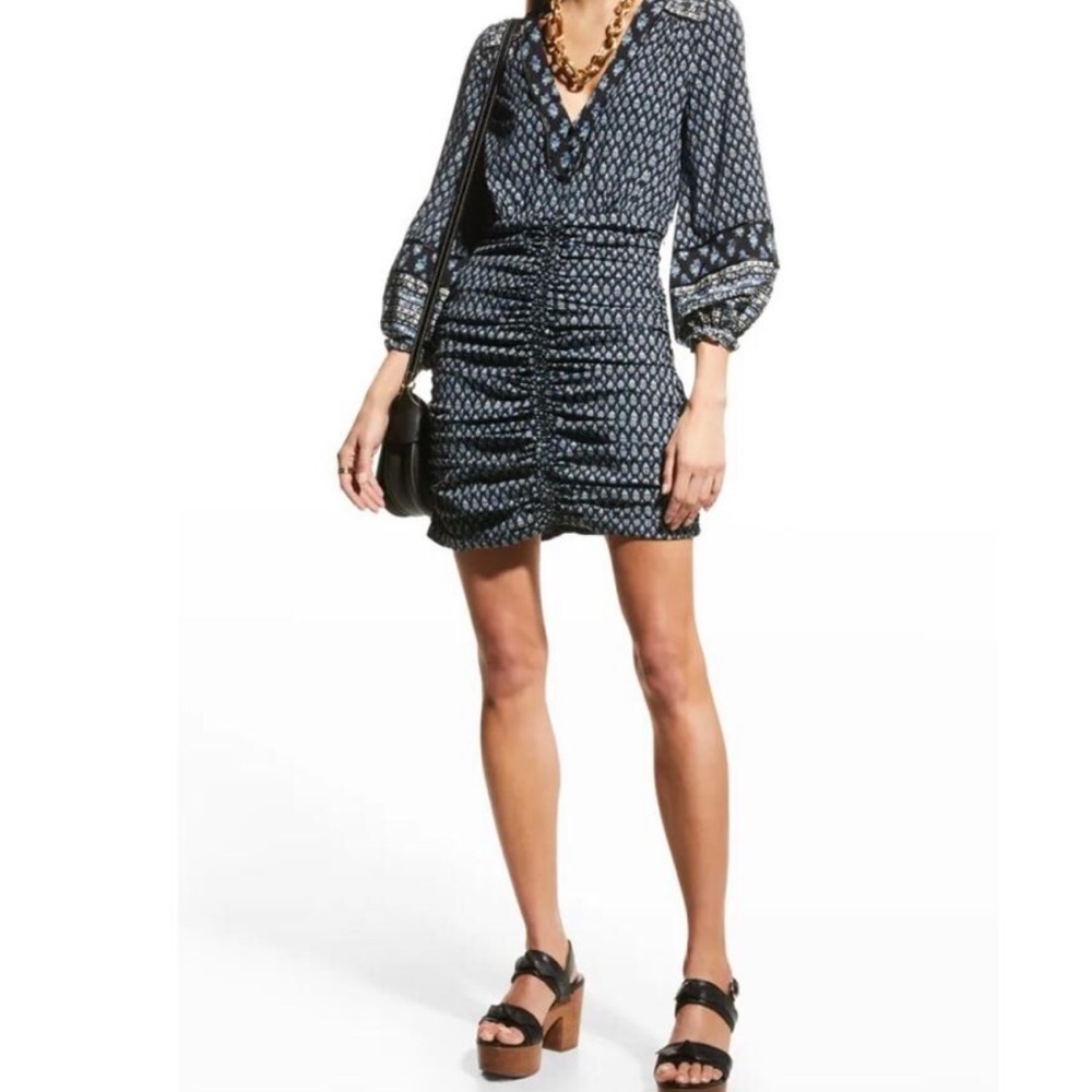 Veronica Beard Black-Blue and White Patterned Dress Size 6 - Picture 4 of 12